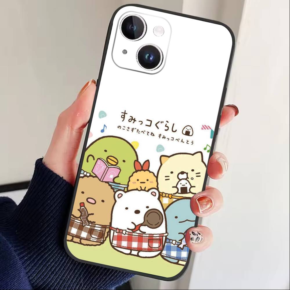 F-Sumikko Gurashi Phone Case For iPhone17,16,15,14,13,12 Plus,Max Soft Silicone Black Cover