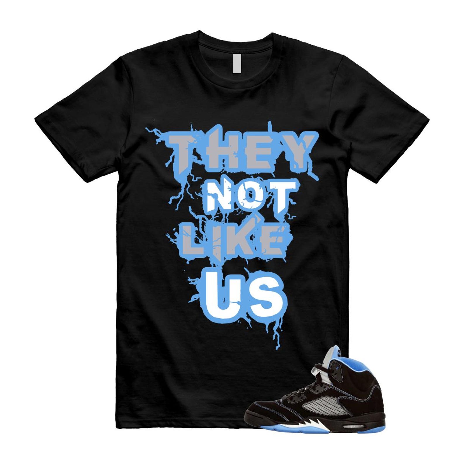 5 Black University Blue White 2026 T Shirt Match US 3XL