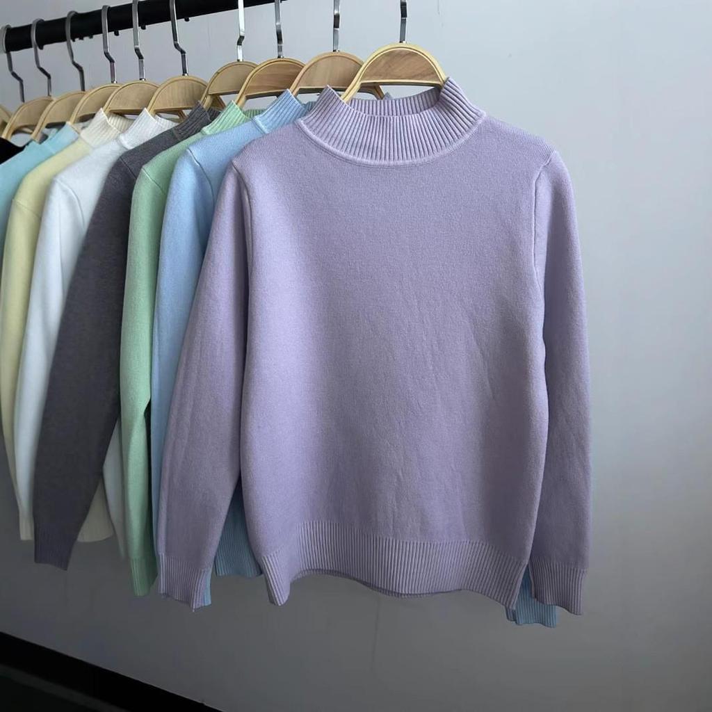 Dámský pulovr s polovičním rolákem z imitace norkového rouna pro podzim a zimu