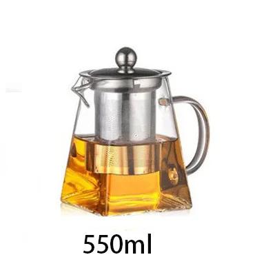350/550/750ML Glass Teapot with Infuser Clear Heat Resistant High Borosilicate Glass Teapot Office Home Summer Winter Drinkware