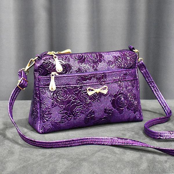 WTEMPO Office Ladies Retro Casual Versatile Faux Leather Single Shoulder Bags Women Large Capacity Travel Shopping Message Zipper Bags