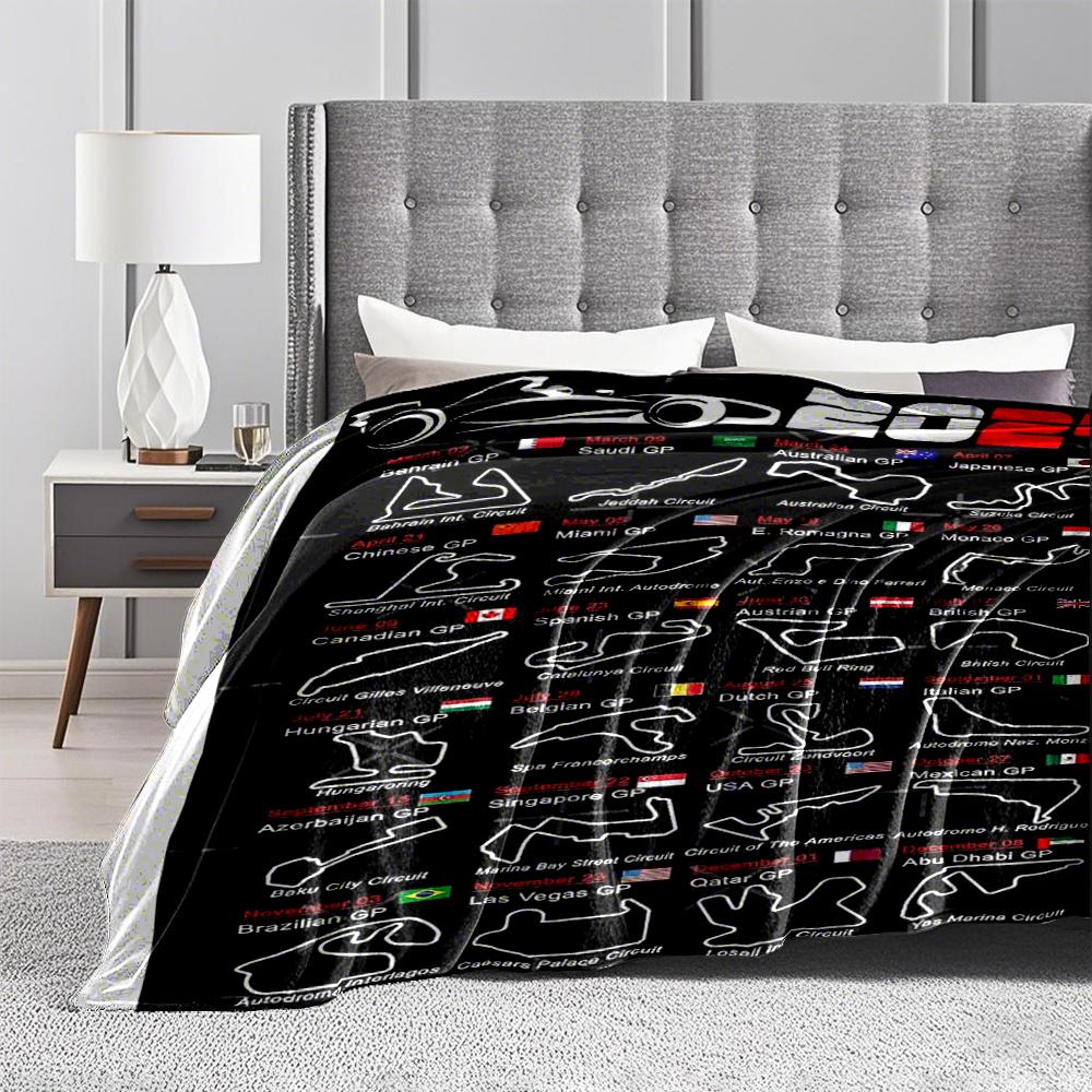 Formula 1 2024 Race Circuits Design Flannel blanket for bedroom, living room, sofa, and nap