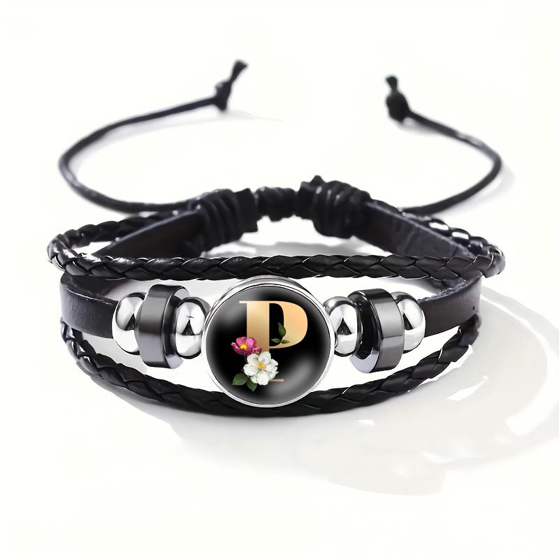 26 Letters A-Z Handmade Leather Bracelet Woven Multi-layer Punk Id Name Friendship Couple Bracelet