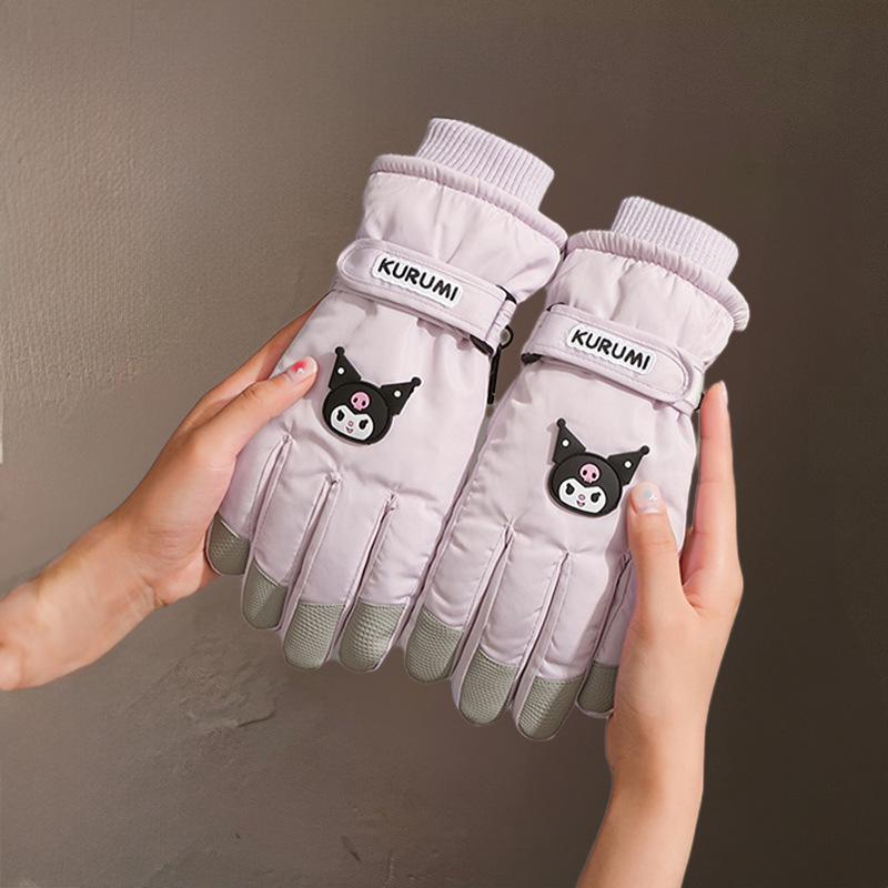 

«Модные ветрозащитные лыжные перчатки»: Теплый, милый мультяшный дизайн, совместимость с сенсорным экраном, защита от брызг, бархатный хлопок для осени/зимы. One Size