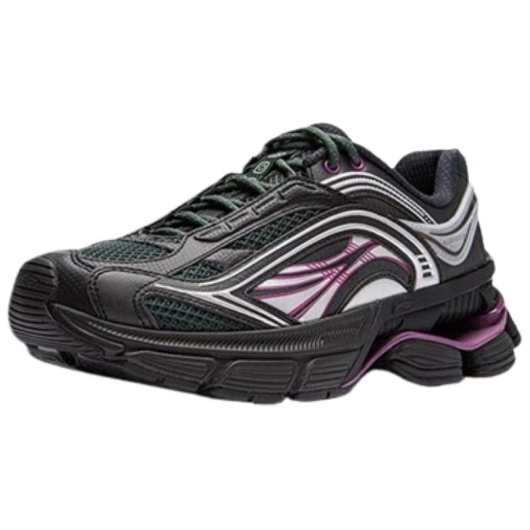 Li-Ning Comfortable Simple Shock Absorption Non-Slip Low-Top Running Shoes Women Sneaker Black Purple AGCU044-1