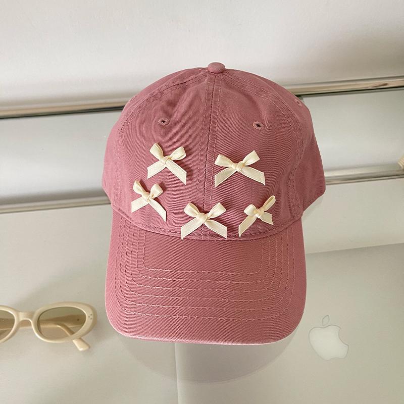 Spring and summer soft top baseball cap versatile bow sweet visor casual sun protection cap female tide