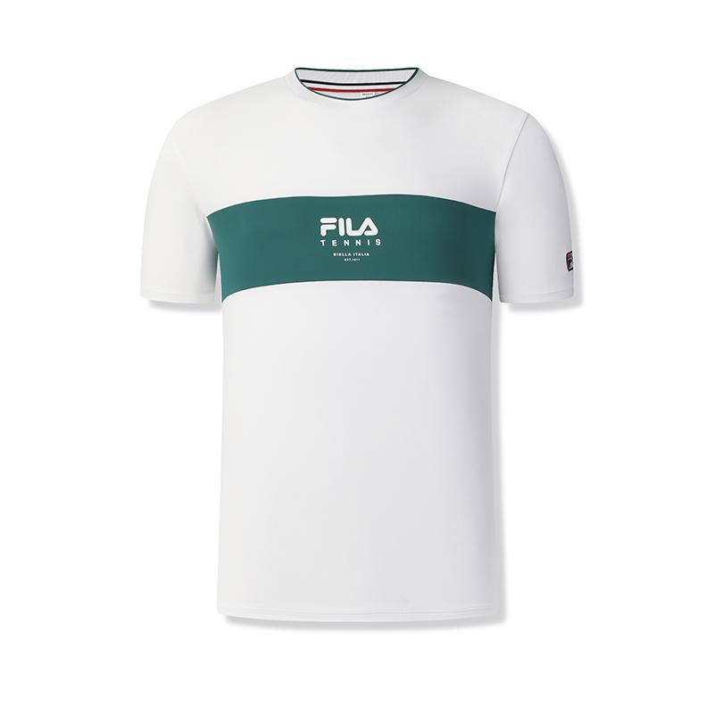 Fila Tennis Quick-Dry Casual Knit Short Sleeve T-Shirt Men Tops Jade-White A11M523105F-WT