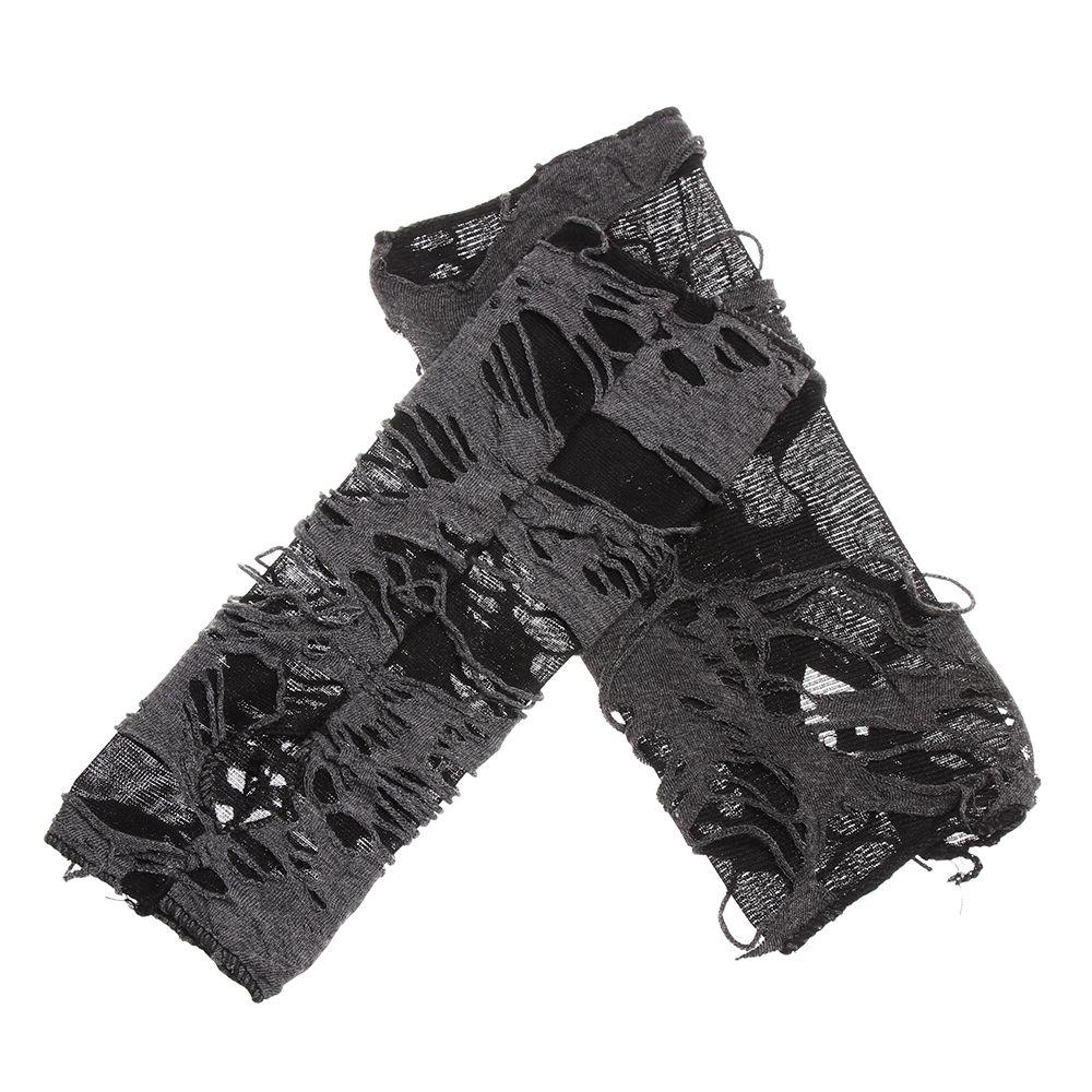 Masquerade Women Gothic Long Fingerless Arm Warmer Punk Mittens Beggar Style Halloween Gloves Hole