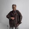 2026 Retro Plaid Women's Loose Long Sleeve Shirt with Turn-down Collar
