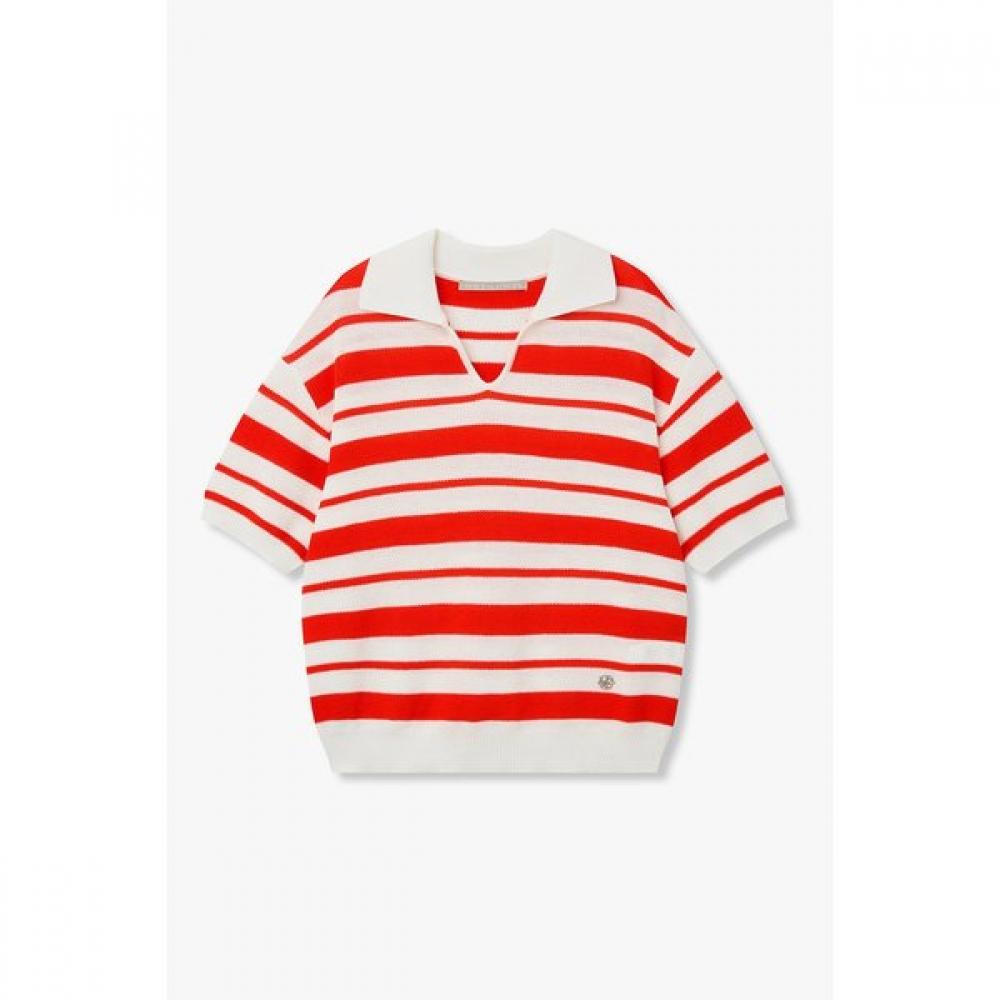 Vov Stripe Pattern Collar Neck Pullover  7156250006 50 (red)/OS (one size)