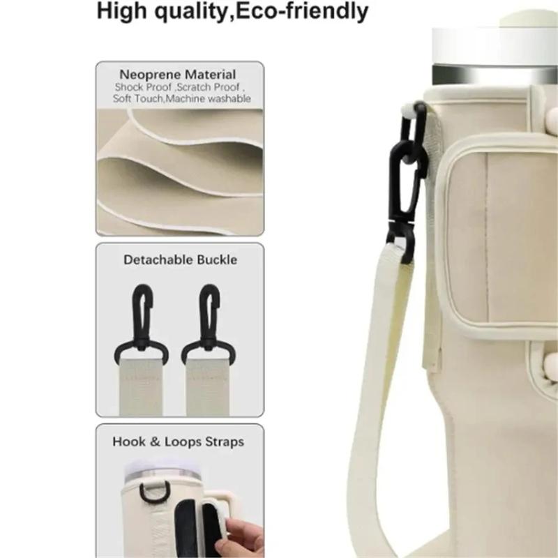 1PC Water Bottle Carrier Bag for Large Capacity Tumbler Cup with Handle Water Bottle Cup Sleeve with Adjustable Shoulder Strap Cup Holders 5