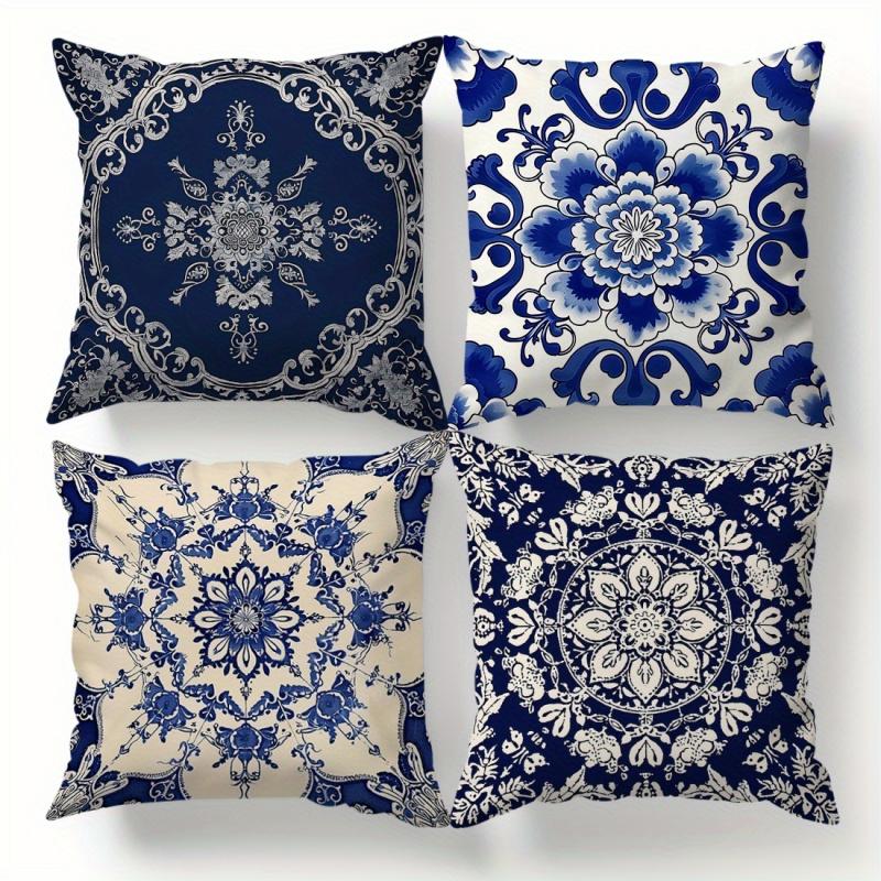 Vikama 4Pc Bohemian Style Throw Pillow Cover, Living Room Set Of Cushion Covers, With Zipper Home Decor Pillow Cover