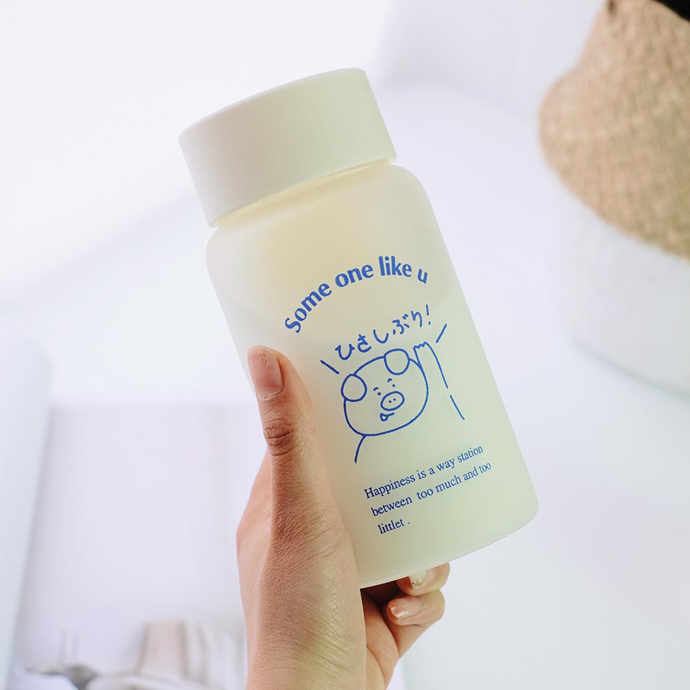 New Style Cartoon Frosted Glass Cup Portable Outdoor Creative Milk Cup Borosilicate Glass Tumbler less