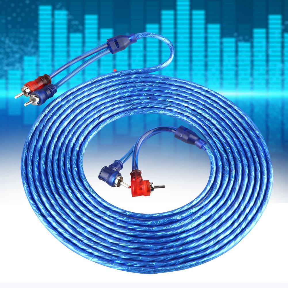 5 Meter AUTO Car  Blue Transparent RCA Audio Interconnect Cable Ultra Flexible