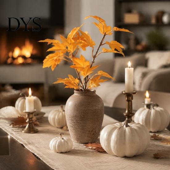 Fake Fall Leaves for Floral Arrangements Artificial Maple Leaf Stems, Faux Branches, Autumn Silk Realistic Branch Home Decoration Thanksgiving Harvest