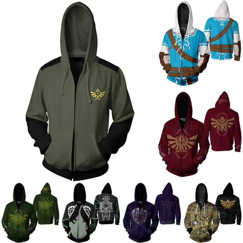 The Game Legend Of Zelda Cosplay Hoodies 3d Zip Sweatshirt Jacket Coat Pullover