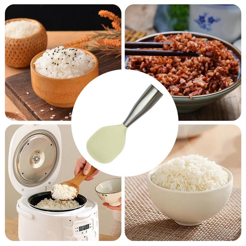 Rice Spoon Non-stick Silicone Standing Serving Spoon Heat-Resistant Kitchen Tools Multifunctional Cookware For Soup Noodle