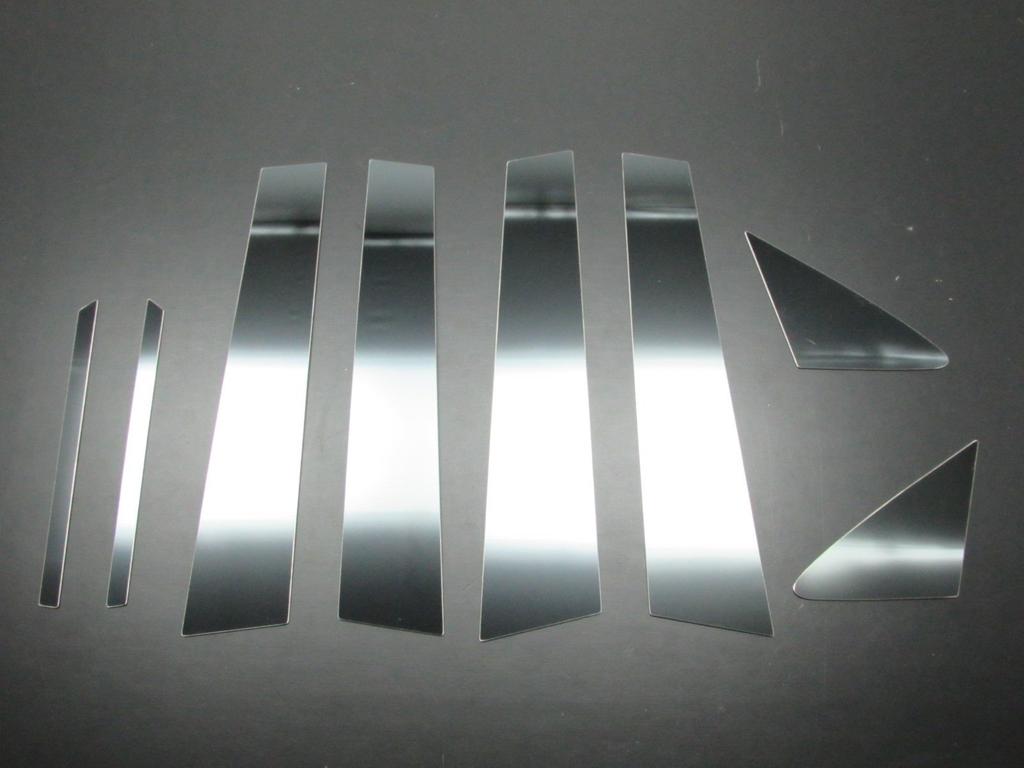 BRIGHTZ Finish Stainless Steel Black Plated Pillar Panels with Set for Toyota Crown 200 GRS Royal 6542 Ultra-Mirror Visor, 8-Piece [PIL-BLA-176]