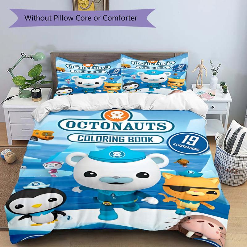 Octonauts Abenteuer Quest Druck 3-teiliges Bettwäsche-Set Bettbezug mit 2 Kissenbezügen Zuhause Geburtstagsgeschenk