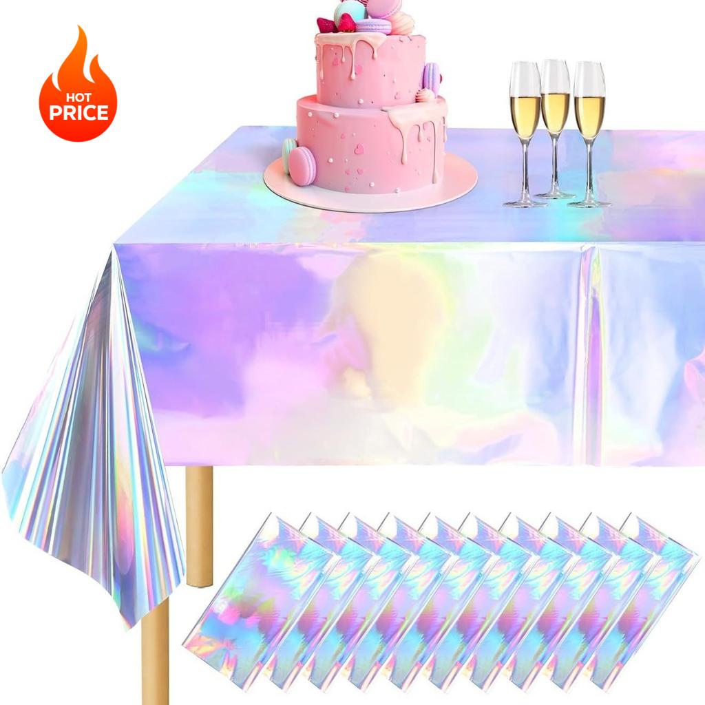 Tablecloth For Table Nappe De Table Tablecloth Birthday Iridesnt Disco Party Decor Shiny Laser Holographic Disposable Covers