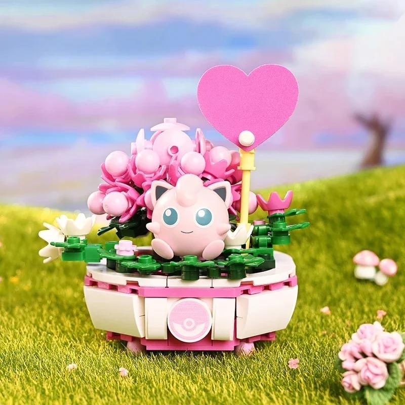 Keeppley  Building Block Pikachu Charmander Squirtle Model Toy HomeDecoration Plant Potted Flower Brick  Toy Child Gift