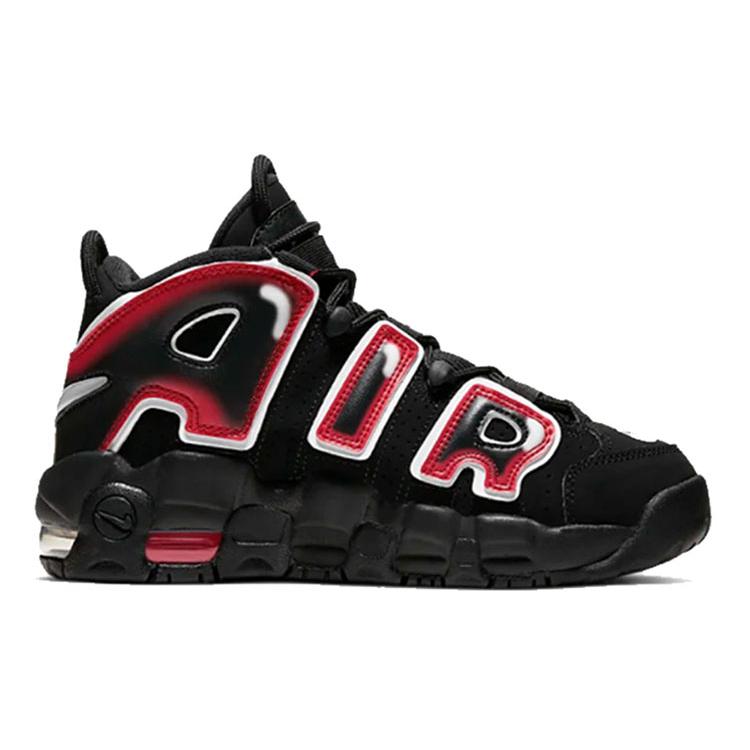 New Nike Air More Uptempo Black White Laser Crimson GS 415082-010