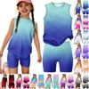 Kids Sleeveless Tank Top and Shorts Set Gradient Print Casual Summer Outfit Lightweight Breathable Fabric Suitable for Everyday Wear