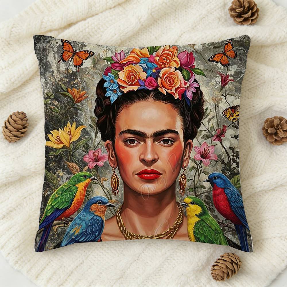 pc Frida Cartoon Style  Doublesided Printed Square Decorative Cushion Cover for Sofa Living Room Home Decor