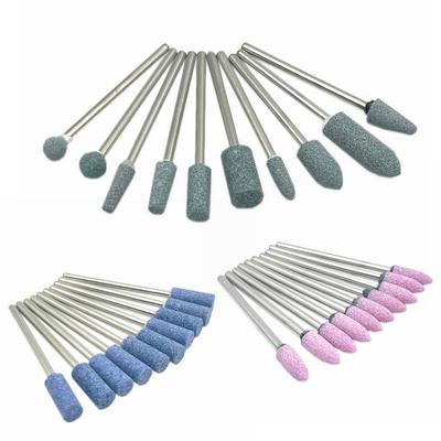 10 adet/takım Taş Öğütücü Parlatıcı Burs 2.35mm Shank Şekillendirme Şekillendirme Porselen Tırnak Döner Taş Parlatıcı Tırnak Aksesuarı Değirmen Araçları