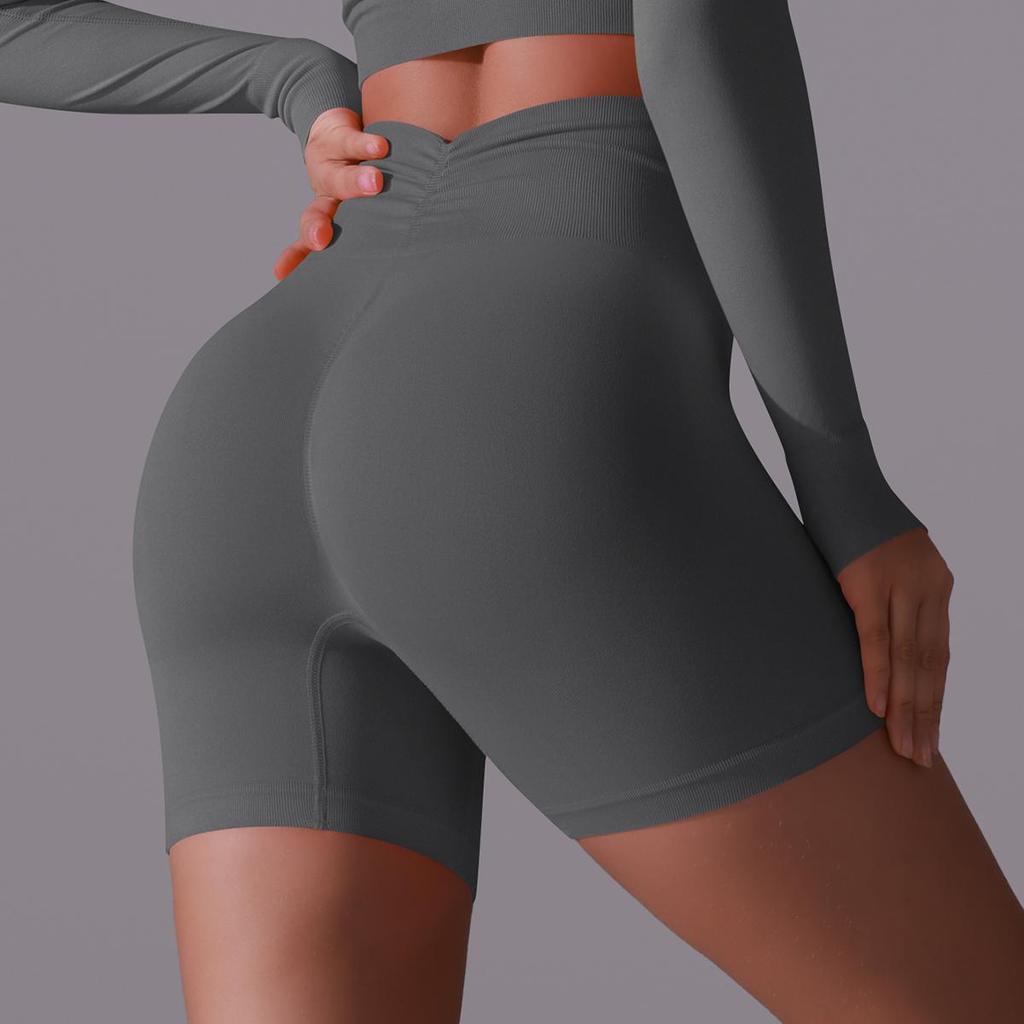 Dámské bezešvé sportovní šortky s vysokým pasem tělocvičné šortky Peach Hip Fitness šortky na jógu Legíny