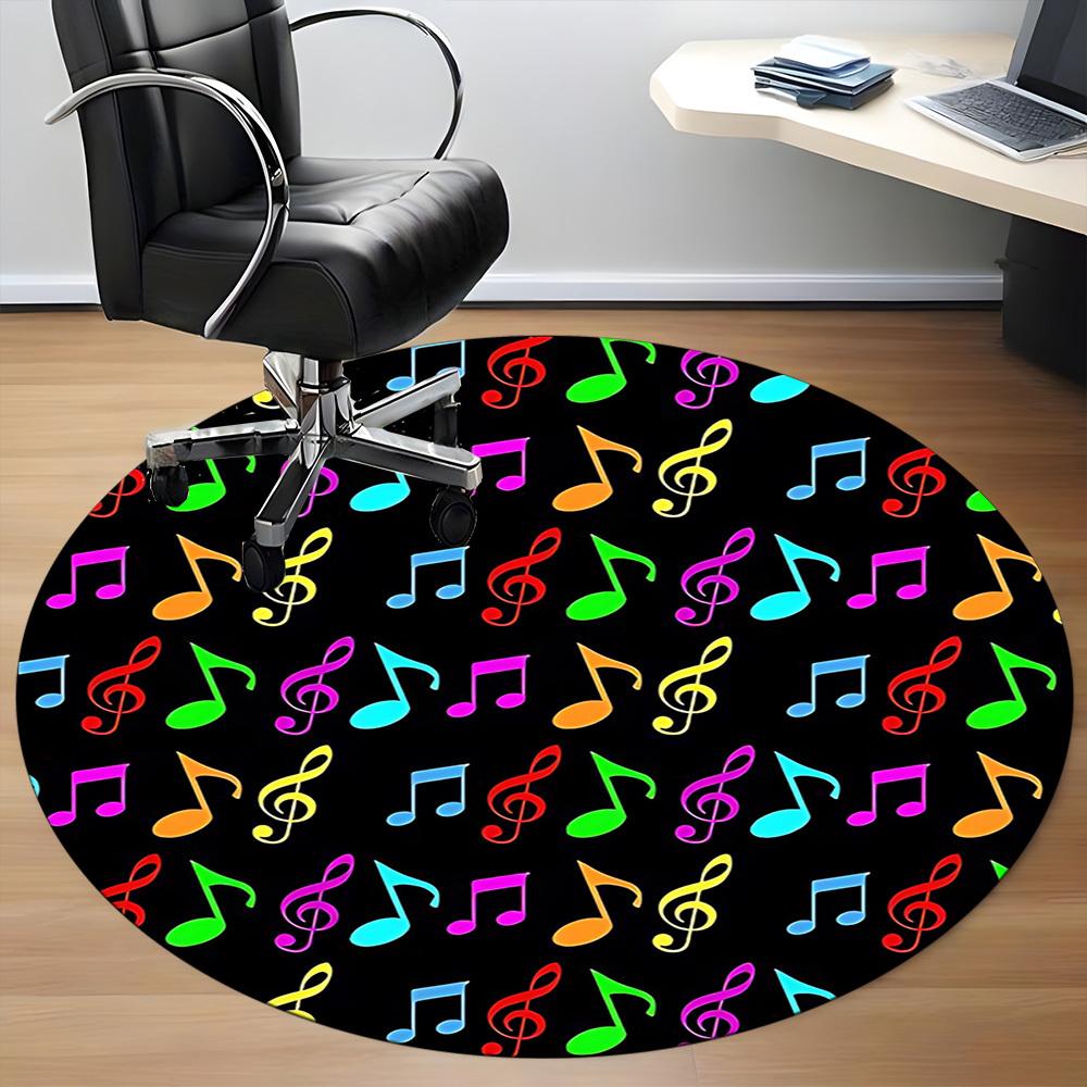 1pc Music Notes Pattern Chair Carpet for Office, Soft, Non-Slip Polyester Mat, Office, Living Room, Bedroom, Durable Polyester Yy251207177