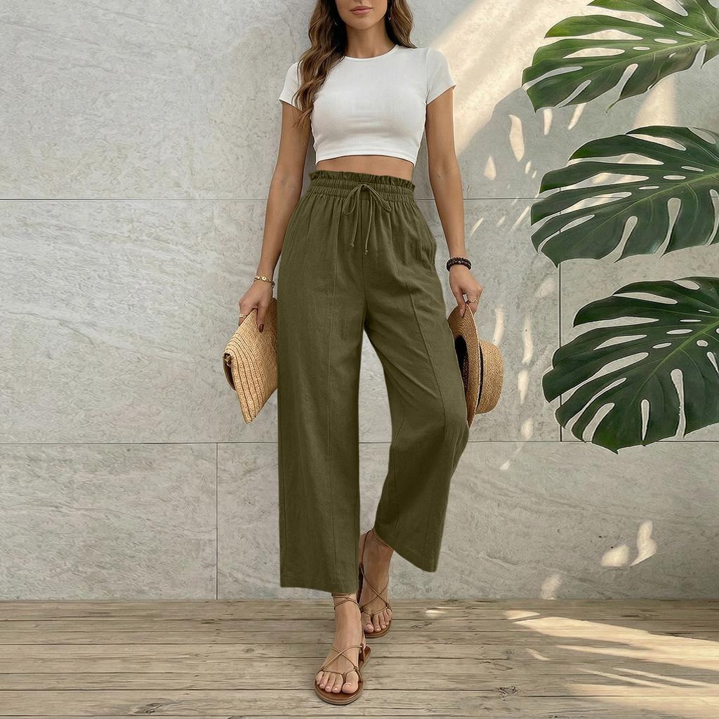 Womens Palazzo Pants Summer Casual Flowy Wide Leg Trousers Beach Travel Vacation Outfits
