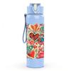 1PC Heart Floral Patchwork Quilt Print 750ml Color Plastic Sports Water Bottle Leakproof Flip Straw Lid Suitable for Sports Office Home Use