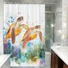 Golden turtle themed shower curtain, waterproof, with hooks, artistic graphic design, suitable for home, kitchen, hotel