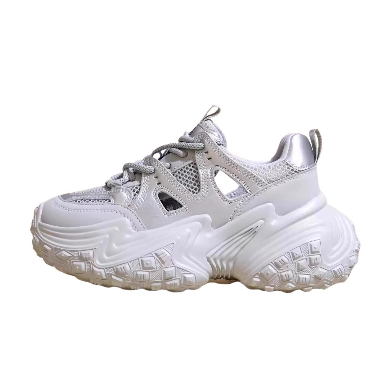 

Кроссовки для папы с ажурной подошвой из дуриана, новые летние женские кроссовки с толстой сеткой и дышащим верхом, универсальные повседневные кроссовки 40 серебряный