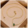 Birthstone Necklace Sliding Cubic Zirconia Pendant For Women,18k Gold Plated Stainless Steel Adjustable Jewelry