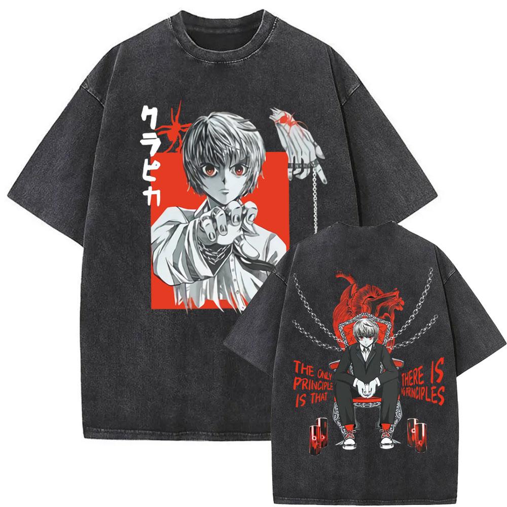 Killua Zoldyck Hunter X Hunter Graphic T-shirt Harajuku Washed T-shirts Men Women Cotton Casual Oversized Short Sleeve T Shirts