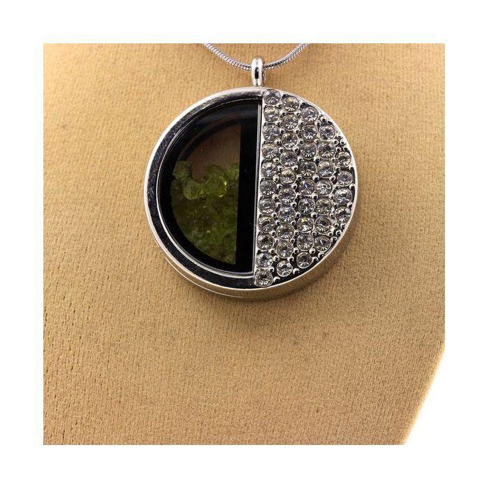 Stones and Minerals. Raw Peridot Necklace. Half-circle Model.