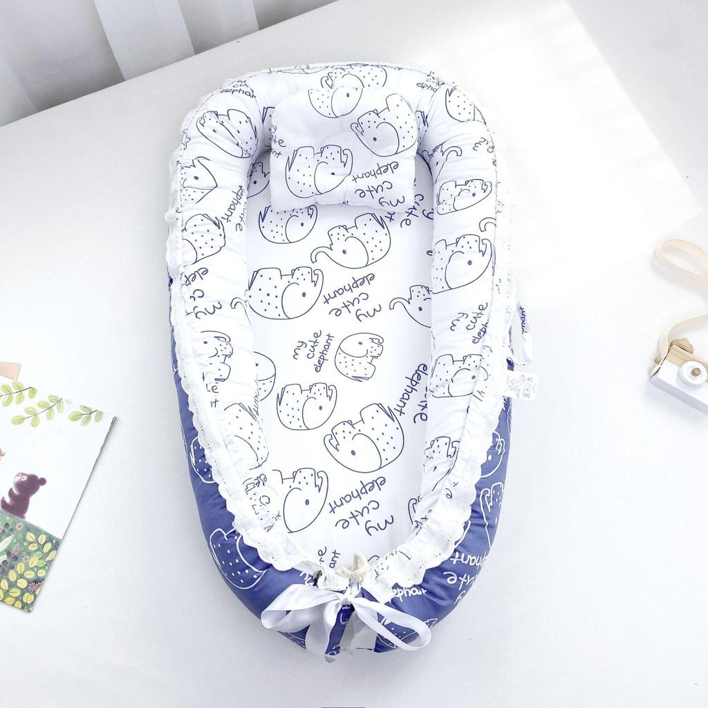 Pure Cotton Lace Removable & Washable Baby Nest Bed - Newborn Sleeping Bed
