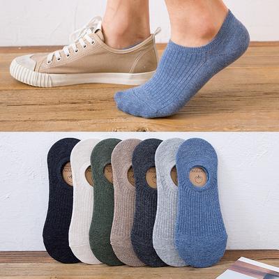 Herren Frühling und Sommer Neue Reine Farbe Baumwolle Unsichtbare Bequeme Flache Mund Silikon Rutschfeste Socken