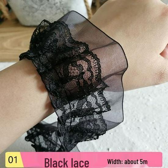 Material organza din dantelă neagră pentru îmbrăcăminte și accesorii DIY - Decorare decolteu și tiv fustă