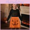 Halloween Ghost Face Pumpkin Veil Dress And Headband Set For Halloween Cosplay And Festive Parties