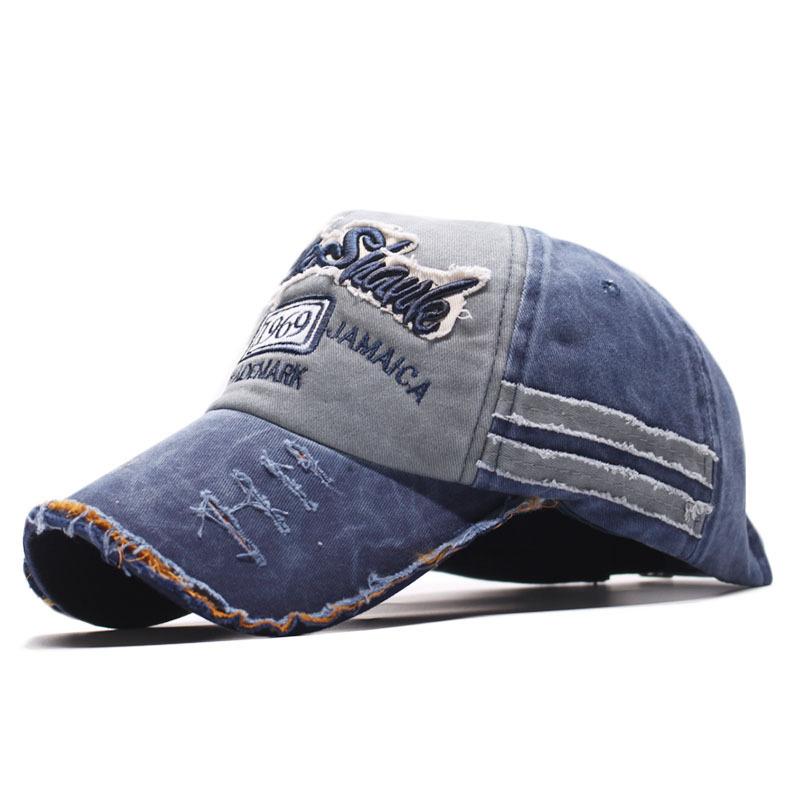 European and American style baseball cap, embroidered letter curved hat, hole-washed cap, summer sun protection