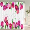 Colorful Tulip Pattern Bath Curtain Waterproof Fabric Shower Curtains Flowers Bathtub Screen With Hooks for Bathroom Home Decor