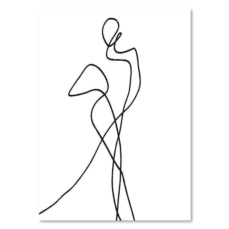 Abstrakte Frauen Tanzen Wand Kunst Poster Schwarz und Weiß Linie Zeichnung Kunstdruck Minimalistischen Leinwand Malerei Bild Wohnzimmer Dekor