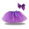Girls' Star and Moon Mesh Tutu Skirt Set with Bow Hair Clips