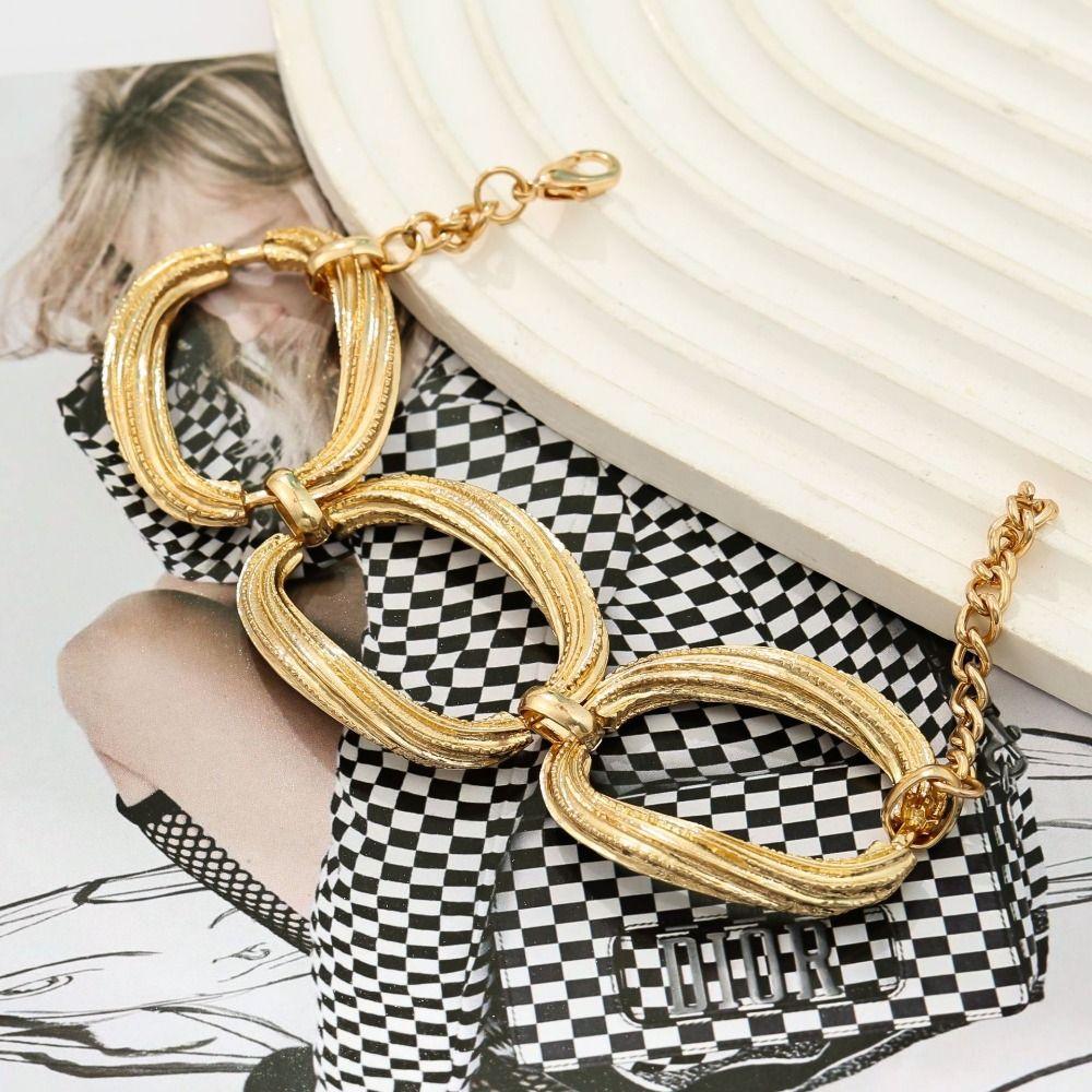 Multi-layer Line Minimalist Jewelry Combo Golden Color Adjustable Bracelet  For Men