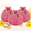 Pack of 3 Potli Bags for Ladies & Girls | Women Shagun Pouches for Festive Seasons | Embroidery Batwa Bag Bridal Purse -Pink