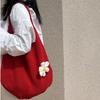 Solid Color Knitting Shoulder Bag Flower Large Capacity Bohemian Crochet Tote Bag Versatile Hollow Out Casual Woven Handbag