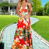 Women Dress Colorful Breathable Flower Printed Adjustable Straps Beach Dress for Party